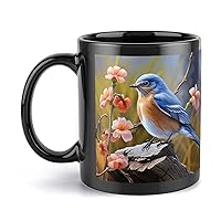 Mugs Large Porcelain Mug Eastern Bluebird Ceramic Steeping Mug with Handle Porcelain Coffee Cups Funny Mug Tea Cups with Handle for Men Women