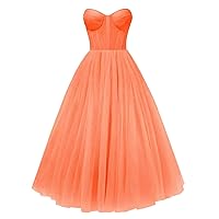 Women's Sweetheart Long Prom Dress Tulle Evening Formal Dresses Party Gown Mid Length