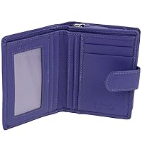 Leather Ladies Compact Purse/Wallet RFID Protected, Violet, One Size, Contemporary