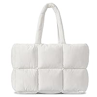 Herald Puffer Tote Bag for Women, Large Quilted Puffy Handbag Lightweight Satchel Purse for Work Travel Gym Shop