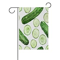 ALAZA Watercolor Green Cucumber Vegetable Polyester Garden Flag House Banner 12 x 18 inch, Two Sided Welcome Yard Decoration Flag for Wedding Party Home Decor