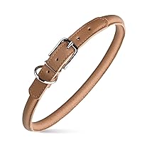 Dogline Soft and Padded Rolled Round Leather Collar for Dogs W3/8