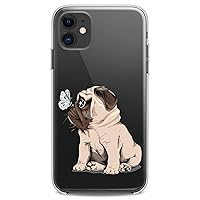 TPU Case Compatible with iPhone 15 14 13 12 11 Pro Max Plus Mini Xs Xr X 8+ 7 6 5 SE Cute Pug Pattern Pet Butterfly Kawaii Design Funny Doggy Flexible Silicone Slim fit Print Clear Cute Animal