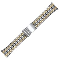 Hadley Roma MB9257T 22-28mm Mens Watchband Two-Tone Squeeze End Wide Link