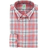 Finamore Napoli Red Plaid Button Down Button-Down Collar 100% Cotton Slim Fit Dress Shirt, Size Medium 15.5