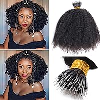 Afro Kinky Curly Nano Ring Human Hair Extension Pre Bonded Mongolian Remy Nano Ring I Tip Hair Micro Beads Small Curly Microlinks Hair Extension 100g 100strands (14inch 100strands, 4(Dark Brown))