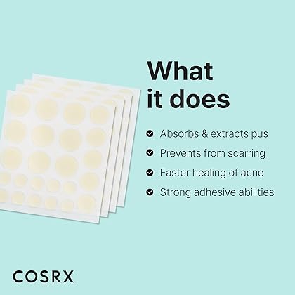 COSRX Acne Pimple Patch (96 Count) Absorbing Hydrocolloid Spot Treatment Fast Healing, Blemish Cover, Three Sizes
