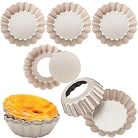 Mini Tart Pans Removable Bottom 3 Inch Egg Tart Molds, Carbon Steel Nonstick 3'' Fluted Tart Pans Molds for Baking Tartlets, Pies, Quiches, Cakes, Cupcake - Premium Champagne Gold 12PCS