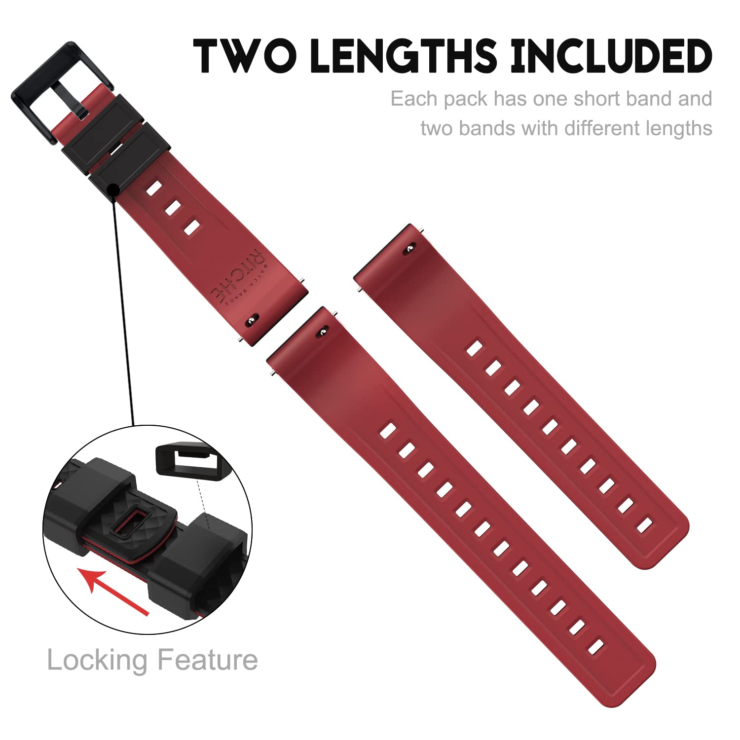 Ritche Silicone Watch Bands 18mm 20mm 22mm 24mm Quick Release Rubber Watch Bands for Men