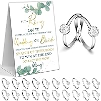 Eucalyptus Bridal Shower Theme Decorations,Put A Ring On It Game,Don't Say Bride Games,Bridal Shower Games,Wedding Shower,Engagement Party Games(1 Sign And 50 Plastic Diamond Rings)-1