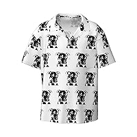 Funny Dog Men's Summer Short-Sleeved Shirts, Casual Shirts, Loose Fit with Pockets