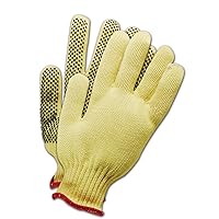 MAGID CutMaster 93BKVP Kevlar/Cotton Glove, One-Sided Plastic Dots, PVC Coating, 8.25
