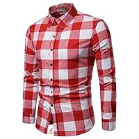 Spring and Autumn Men' Casual Long-Sleeved Plaid Shirt