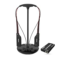 SIMOLIO Wireless Headphones for TV Watching with Transmitter/Charging Dock 2 in 1, 2.4G Wireless Earbuds for TV Listening, Dialog Mode & Boosted Vol & Spare Battery for Seniors, by-Pass, 100ft Range