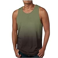 Summer Tank Tops for Men Gradient Sleeveless Workout Shirts Scoop Neckline Gym Tanks 3D Print Muscle T-Shirt Top Mens White Tank Top Shirt Champions Hombre