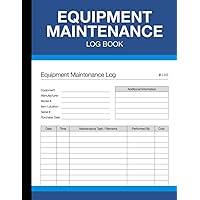 Equipment Maintenance Log Book: For Repairs, Service, and Daily Preventive Care of Machinery - (100 Pages) - 8.5 x 11 Inches