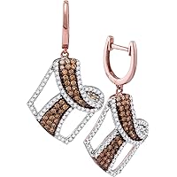 Brandy Diamond® 10k Rose Gold Chocolate Brown Diamond Ribbon Design Dangle Earrings 1-3/4 Ctw.