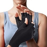 BraceAbility Carpal Tunnel Compression Gloves - Fingerless Copper Arthritis Gloves for Men and Women - Hand Pain Relief, Rheumatoid Arthritis, Circulation, Swelling, Tendonitis Support (M - Pair)