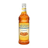 Monin - Sugar Free Caramel Syrup, Mild and Sweet, Great for Coffee and Desserts, Gluten-Free, Non-GMO (1 Liter)