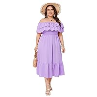 KOJOOIN Women Plus Size Off Shoulder Maxi Dress Ruffle Flowy Casual Summer Boho Long Dresses