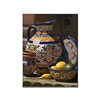 Vintage Posters Mexican Folk Art Oil Paintings, Tarawera Pottery Paintings, Rustic Terracotta Potter Canvas Painting Wall Art Poster for Bedroom Living Room Decor 20x26inch(51x66cm) Unframe-style