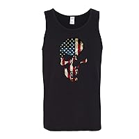 Stripes and Stars Patriotic Skull Americana/American Pride Graphic Mens Tank Top