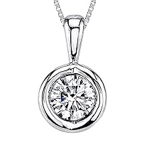 1/8 CT. T.W. Bezel Set Sim Diamond In 14K Gold Plated Solitaire Pendant Necklace 925 Silver