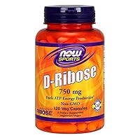 Now Foods D-Ribose 750 mg - 120 Vcaps 2 Pack