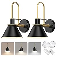 Battery Operated Wall Sconce, Wall Lights Set of 2 Wall Lamps Sconces with Remote Wall Light Bedroom Wall Sconces Industrial Wall Lamp for Living Room Hallway Porch