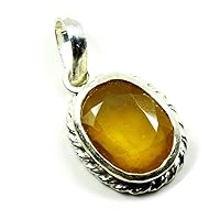 55Carat Natural Genuine Yellow Sapphire Pendant 5 Carat Oval 92.5 Sterling Silver Necklaces