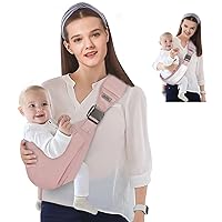 Baby Sling Carrier, Adjustable One Shoulder Labor-Saving Baby Holder Carrier, Baby Mesh Half Wrapped Sling Hip Carrier for Newborn to Toddler（Pink)