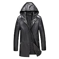 Men Genuine Leather Jacket, Hooded Leather Trench, Big Size Casual Real Sheepskin Coat