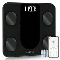 Smart Scale for Body Weight, Digital Bathroom Scale BMI Weighing Body Fat Scale, Body Composition Monitor Health Analyzer with Smartphone App, 400 lbs - Black