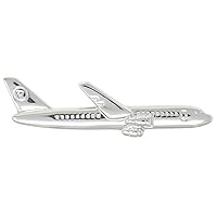 Novelty Silver Tone Airplane Tie Clip With Box Aircraft Plane Airline Tie Clip