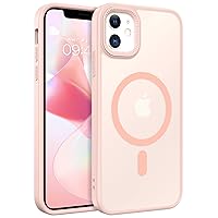 GUAGUA for iPhone 11 Magnetic Case 6.1'', iPhone 11 Phone Case Compatible with MagSafe Skin Feeling Lightweight Translucent Matte Shockproof Protective Case iPhone 11 for Girl Women Gift, Girly Pink