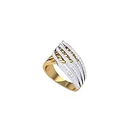 Jewels 14K Two Tone Gold 0.58 Carat (H-I Color, SI2-I1 Clarity) Natural Diamond Band Ring