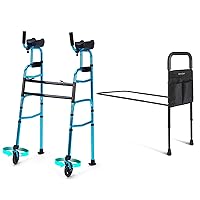 GreenChief Folding Walker with Armrest for Seniors(500lbs) & Bed Rails for Elderly