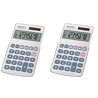 Sharp HO EL240SB 8 Digit Solar and Battery Powered Slant Display Calculator, White, 2 3/4 x 4 1/2 (EL240SAB) (Pack of 2)