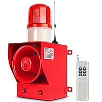 500m Wireless Remote Control Siren Alarm Outdoor 130dB Loud Horn Waterproof Industrial Security Siren LED Strobe Warning Light Tone Volume Adjustable AC220V