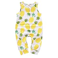 Baby Girl Easter Dress 9 Months Infant Toddler Girls Boys Sleeveless Romper Fruit Pineapple Cotton (Yellow, 3-6 Months)