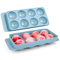 Ice Cube Trays with Lids for Freezer,8 Sphere Large Ice Cube Tray with Easy Release for Ice Drinks,Sphere Ice Cube Mold for Reusable Ice Cubes for Coffee Bar