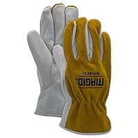 MAGID RoadMaster Grain Cowhide Leather Drivers Glove with Suede Split Leather Back - 10/XL (1 PR)