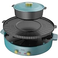 2-in-1 Electric Grill with Hot Pot,Hot Pot Grill, Double Knobs for Reasonable Temperature Control, Can Accommodate 3~8 People (Round Pot)
