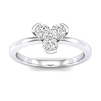 0.33 Cts Round Sim Diamond Three-Stone Flower Engagement Ring 14K White Gold Fn