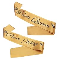Amosfun 2pcs Prom King and Prom Queen Sashes for Halloween Ball Party Graduation Party Decorations