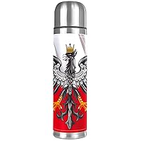 Stainless Steel Vacuum Insulated Mug, Amazing Horizontal Polish Flag Print Thermos Water Bottle for Hot and Cold Drinks Kids Adults 17 Oz