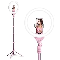 UBeesize 12'' Selfie Ring Light with 62’’ Tripod Stand for Video Recording, Live Streaming(YouTube, Instagram, TIK Tok), Compatible with Phones, Cameras and Webcams Pink