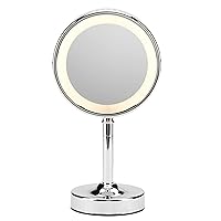 Conair Lighted Makeup Mirror with Magnification, LED Vanity Mirror, 1X/5X Magnifying Mirror, Double Sided Mirror, Corded in Polished Chrome
