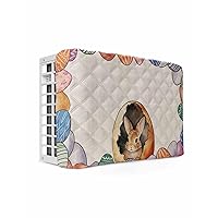 Air Conditioner Cover AC Cover Easter Bunny Rabbit Colorful Eggs Retro Linen Indoor Window Air Conditioner Covers Adjustable AC Covers for Inside Double Insulation 17x13x3.5 Inch