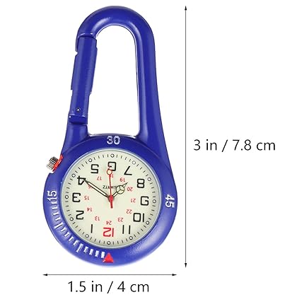 VOSAREA Clip-on Watch Glow in The Dark Dial Watch Night Light Backpack Buckle Belt Fob Watch for Rock Climbing Mountaineering Hiking Camping Blue